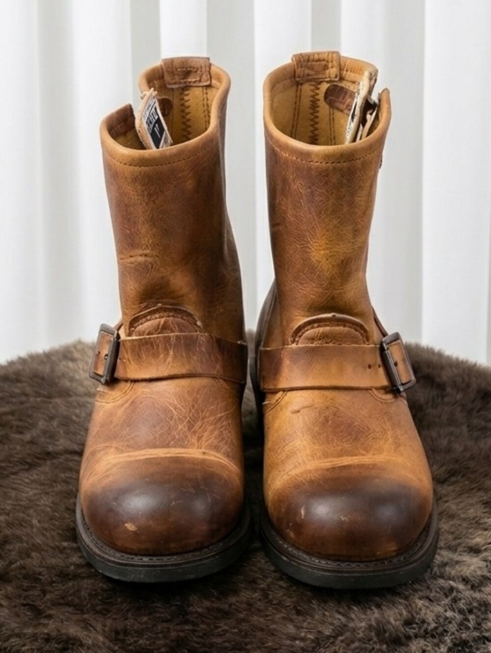 Frye Tan Brown Leather Engineer Boots